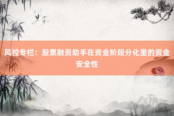 风控专栏:股票融资助手在资金阶段分化里的资金安全性