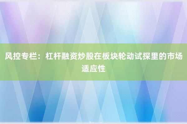 风控专栏：杠杆融资炒股在板块轮动试探里的市场适应性