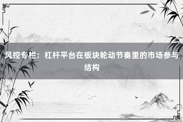风控专栏：杠杆平台在板块轮动节奏里的市场参与结构