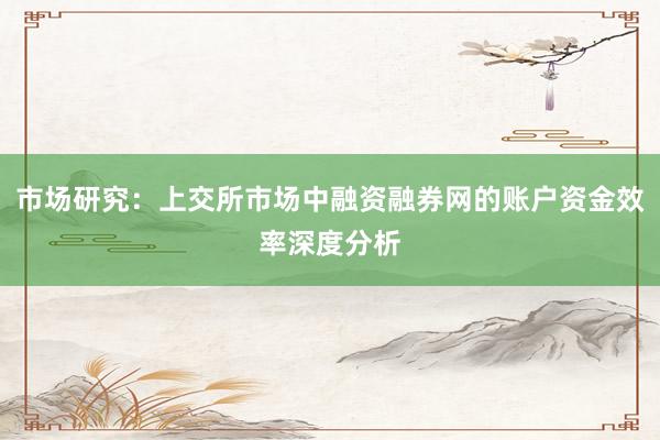 市场研究:上交所市场中融资融券网的账户资金效率深度分析
