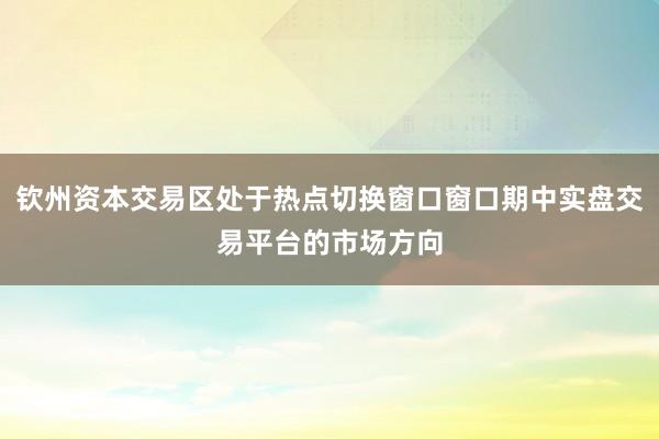 钦州资本交易区处于热点切换窗口窗口期中实盘交易平台的市场方向