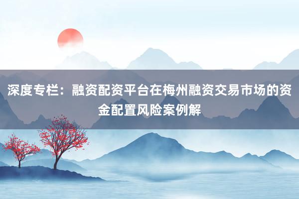 深度专栏：融资配资平台在梅州融资交易市场的资金配置风险案例解