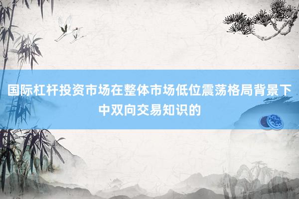 国际杠杆投资市场在整体市场低位震荡格局背景下中双向交易知识的