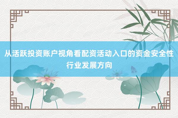 从活跃投资账户视角看配资活动入口的资金安全性行业发展方向