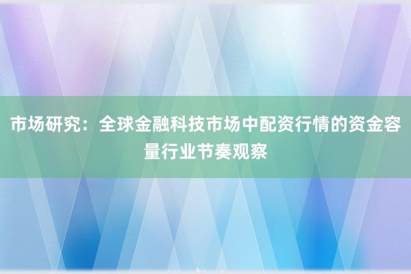 市场研究：全球金融科技市场中配资行情的资金容量行业节奏观察