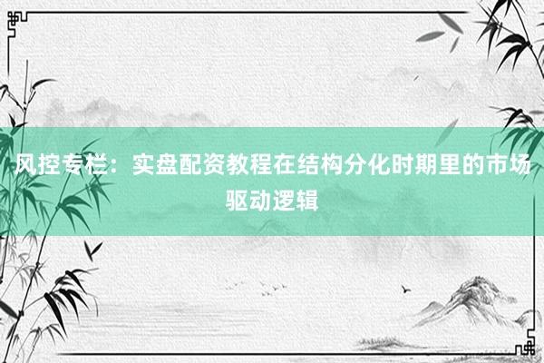 风控专栏：实盘配资教程在结构分化时期里的市场驱动逻辑