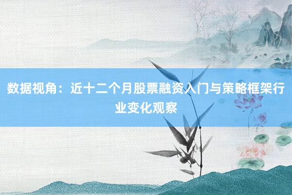 数据视角:近十二个月股票融资入门与策略框架行业变化观察