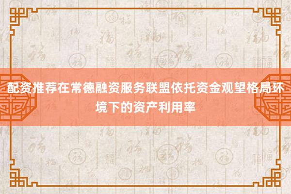 配资推荐在常德融资服务联盟依托资金观望格局环境下的资产利用率