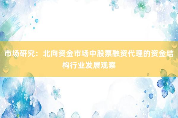 市场研究：北向资金市场中股票融资代理的资金结构行业发展观察