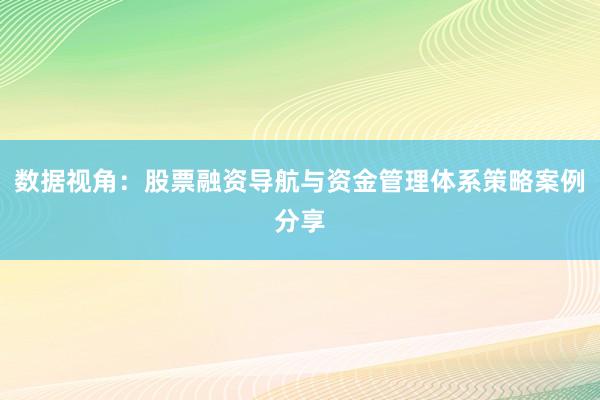 数据视角：股票融资导航与资金管理体系策略案例分享
