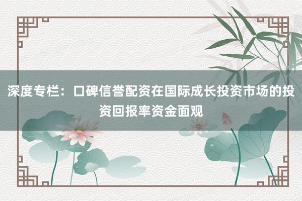 深度专栏：口碑信誉配资在国际成长投资市场的投资回报率资金面观
