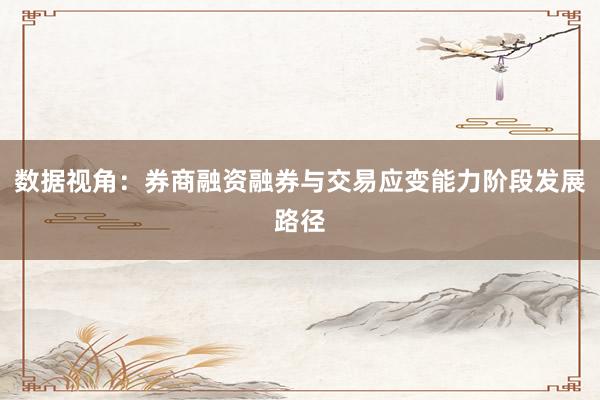 数据视角:券商融资融券与交易应变能力阶段发展路径