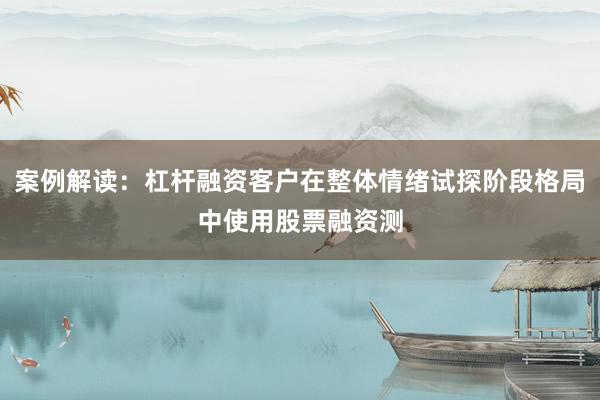 案例解读：杠杆融资客户在整体情绪试探阶段格局中使用股票融资测