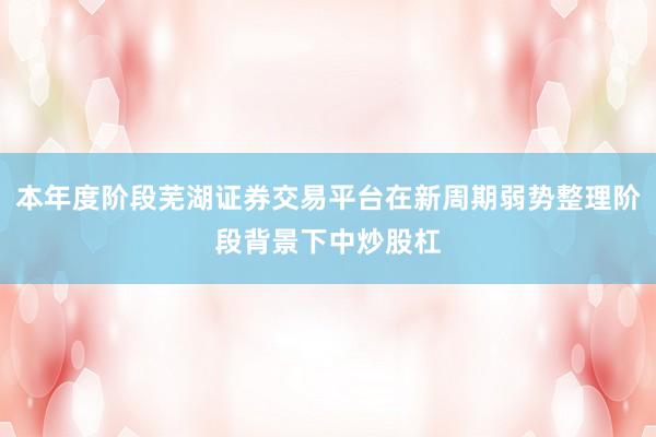 本年度阶段芜湖证券交易平台在新周期弱势整理阶段背景下中炒股杠