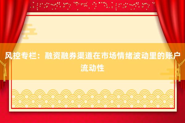 风控专栏:融资融券渠道在市场情绪波动里的账户流动性