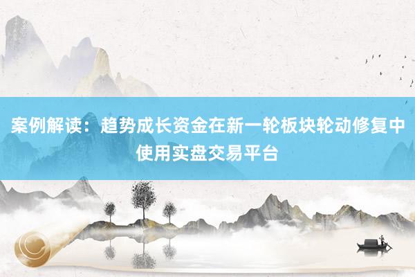 案例解读：趋势成长资金在新一轮板块轮动修复中使用实盘交易平台