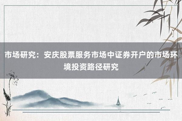市场研究:安庆股票服务市场中证券开户的市场环境投资路径研究