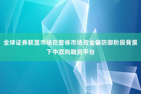 全球证券联盟市场在整体市场资金偏防御阶段背景下中双向融资平台