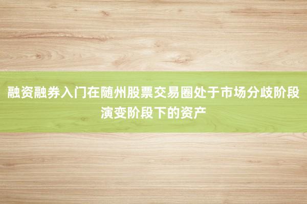 融资融券入门在随州股票交易圈处于市场分歧阶段演变阶段下的资产