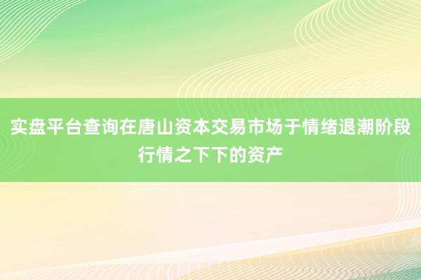 实盘平台查询在唐山资本交易市场于情绪退潮阶段行情之下下的资产