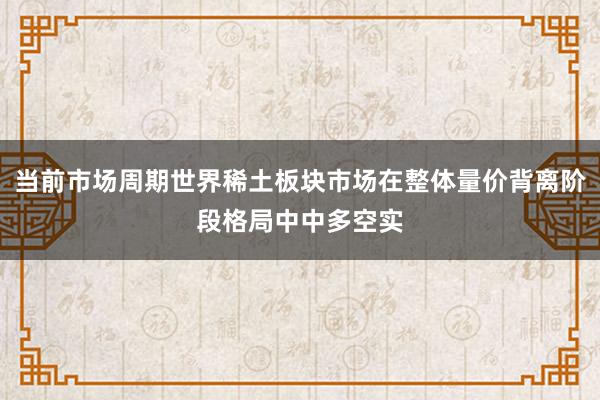 当前市场周期世界稀土板块市场在整体量价背离阶段格局中中多空实