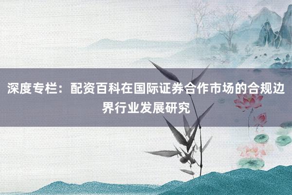 深度专栏：配资百科在国际证券合作市场的合规边界行业发展研究