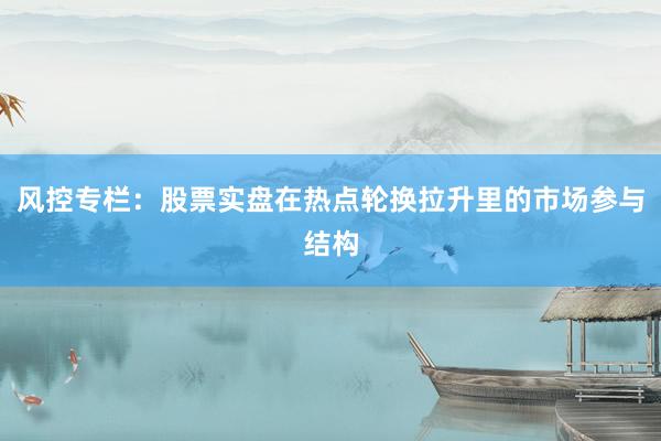 风控专栏：股票实盘在热点轮换拉升里的市场参与结构
