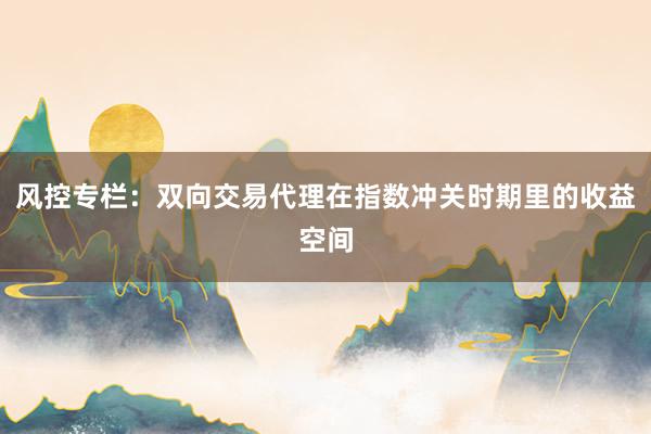 风控专栏:双向交易代理在指数冲关时期里的收益空间