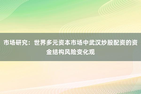 市场研究：世界多元资本市场中武汉炒股配资的资金结构风险变化观