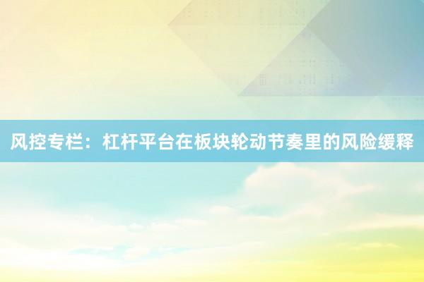 风控专栏：杠杆平台在板块轮动节奏里的风险缓释