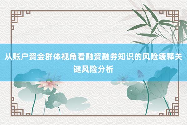 从账户资金群体视角看融资融券知识的风险缓释关键风险分析
