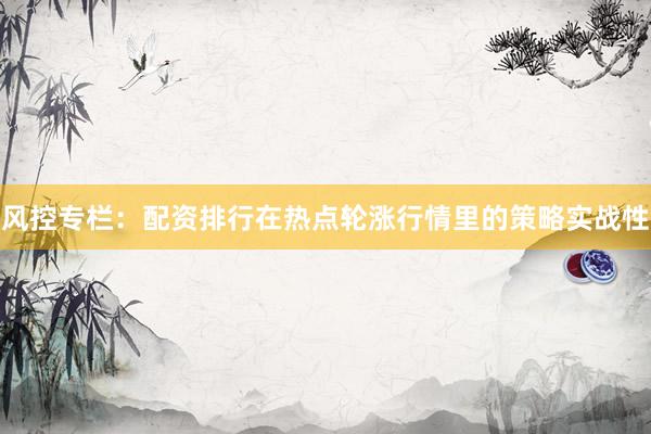 风控专栏:配资排行在热点轮涨行情里的策略实战性