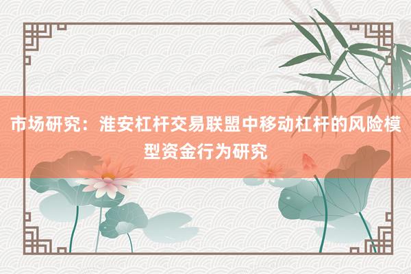 市场研究：淮安杠杆交易联盟中移动杠杆的风险模型资金行为研究