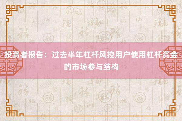 投资者报告：过去半年杠杆风控用户使用杠杆资金的市场参与结构