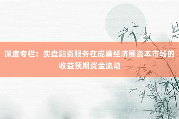 深度专栏：实盘融资服务在成渝经济圈资本市场的收益预期资金流动