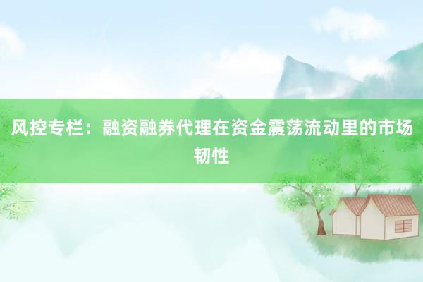 风控专栏：融资融券代理在资金震荡流动里的市场韧性
