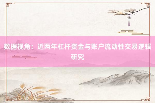 数据视角：近两年杠杆资金与账户流动性交易逻辑研究