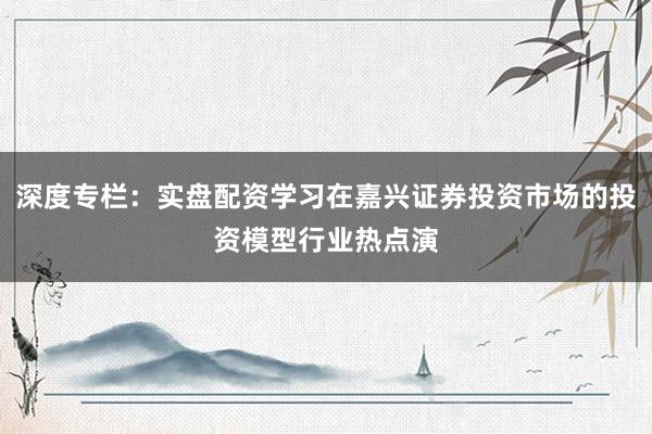 深度专栏：实盘配资学习在嘉兴证券投资市场的投资模型行业热点演