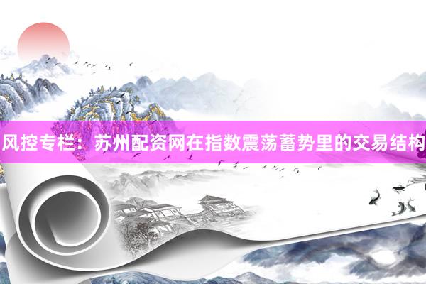 风控专栏：苏州配资网在指数震荡蓄势里的交易结构