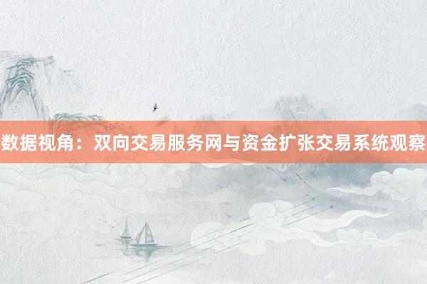 数据视角：双向交易服务网与资金扩张交易系统观察