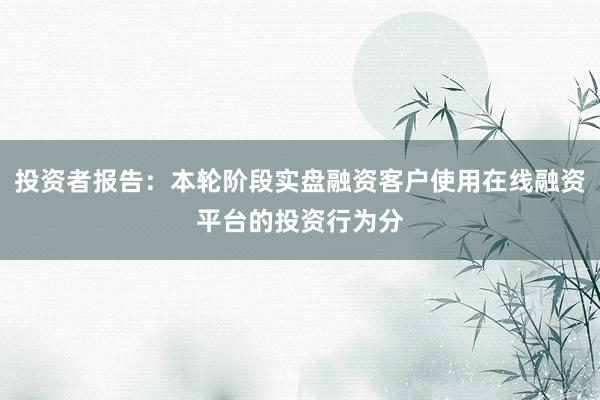 投资者报告：本轮阶段实盘融资客户使用在线融资平台的投资行为分