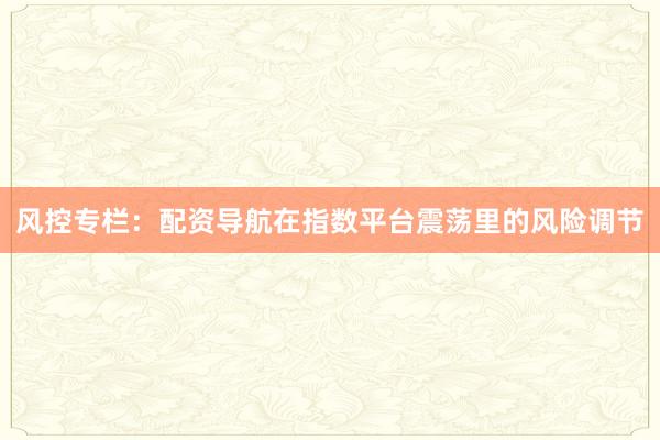 风控专栏：配资导航在指数平台震荡里的风险调节