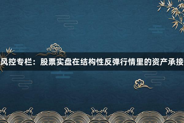 风控专栏：股票实盘在结构性反弹行情里的资产承接