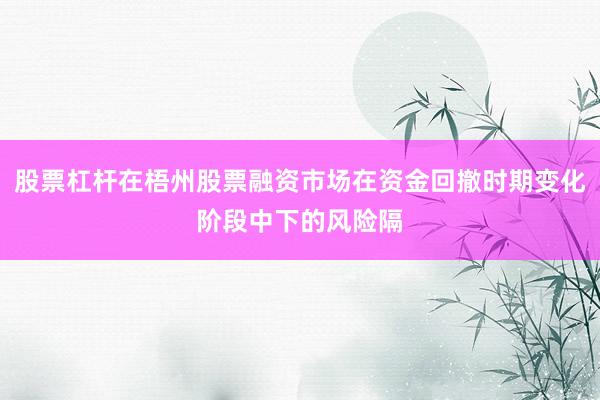 股票杠杆在梧州股票融资市场在资金回撤时期变化阶段中下的风险隔