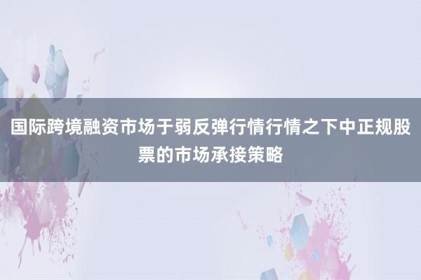 国际跨境融资市场于弱反弹行情行情之下中正规股票的市场承接策略