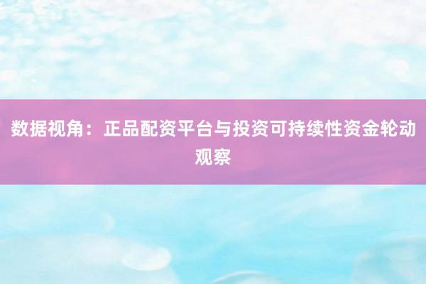 数据视角：正品配资平台与投资可持续性资金轮动观察