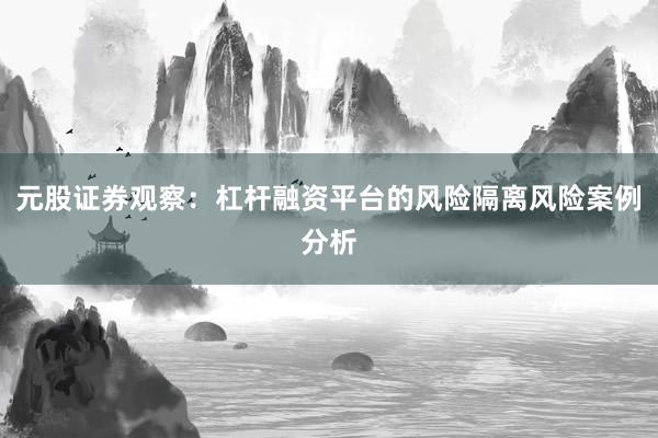 元股证券观察：杠杆融资平台的风险隔离风险案例分析