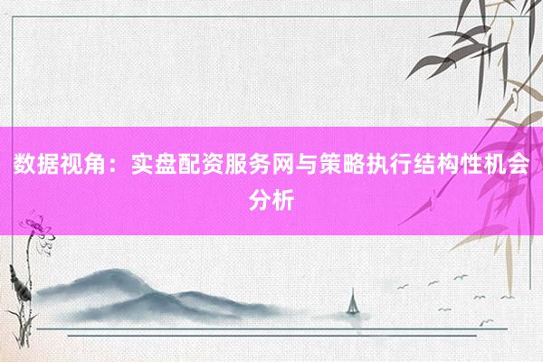 数据视角:实盘配资服务网与策略执行结构性机会分析
