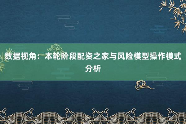 数据视角:本轮阶段配资之家与风险模型操作模式分析