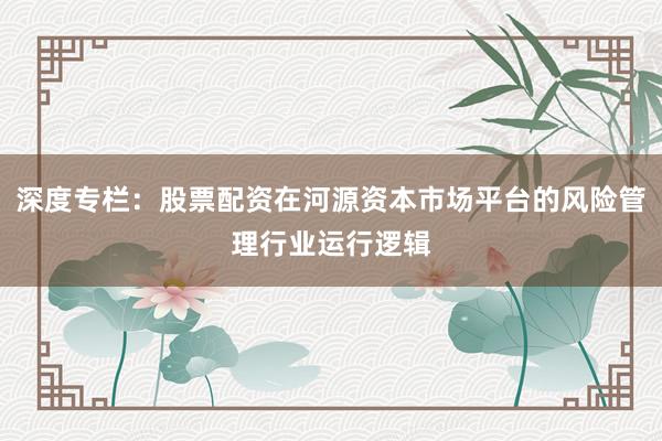 深度专栏：股票配资在河源资本市场平台的风险管理行业运行逻辑